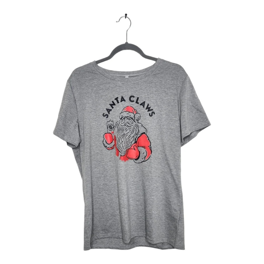 Christmas Short Sleeve Shirt Funny Santa Claws Letter Print Graphic Tee Size XL - Picture 5 of 5